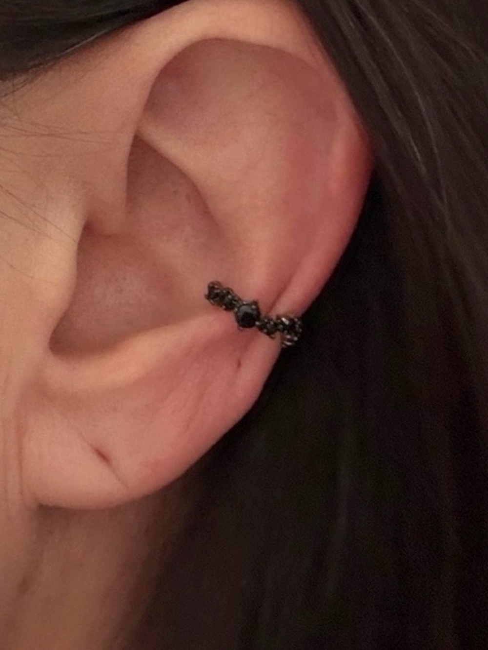 Melinda Maria Stella Ear Cuff with Black CZs